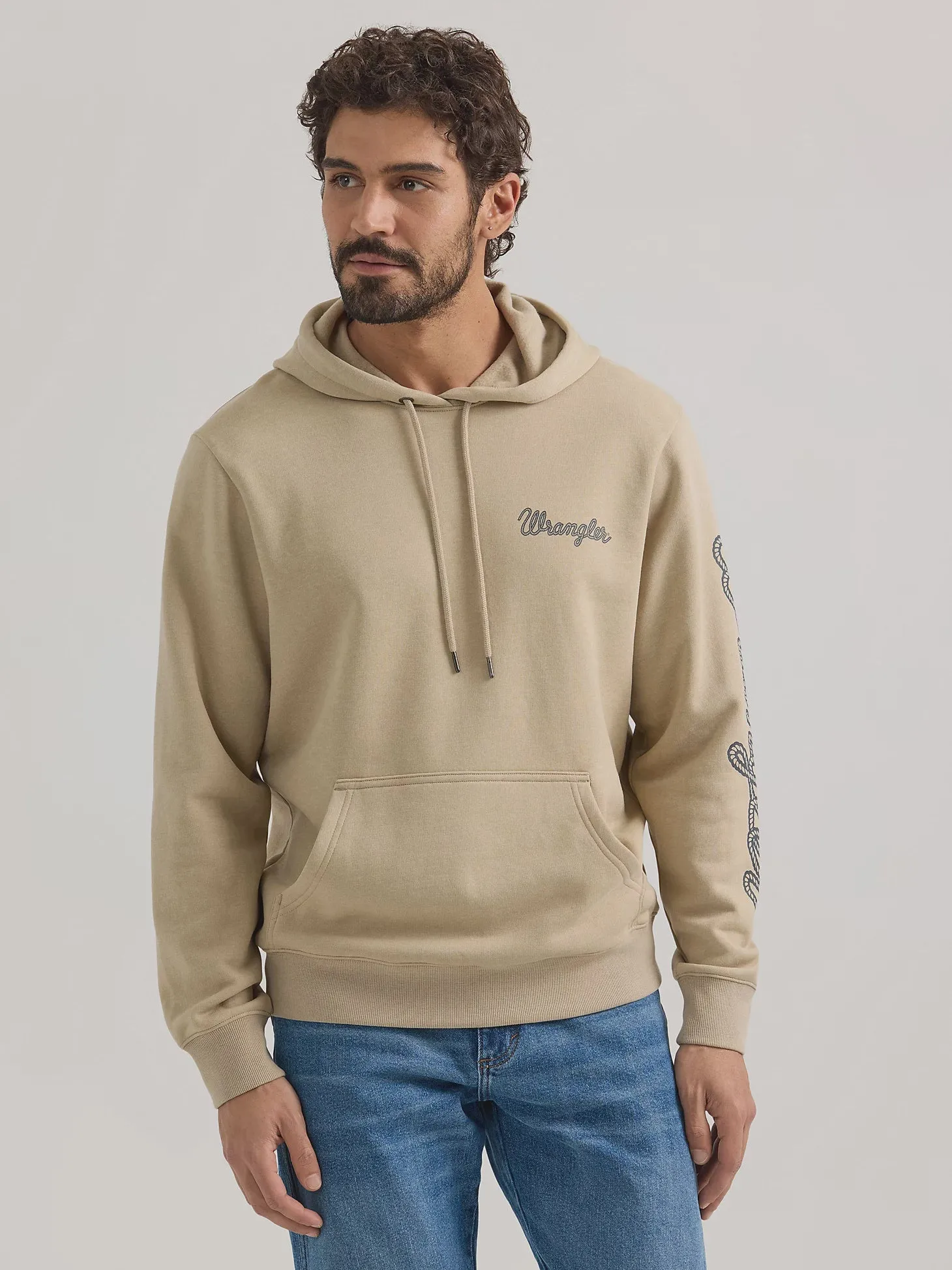112350082 MNS WRG Trench Coat Heather Rope Logo Hoodie