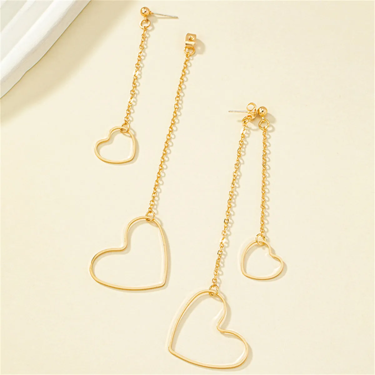 18K Gold-Plated Openwork Heart Chain Ear Jackets
