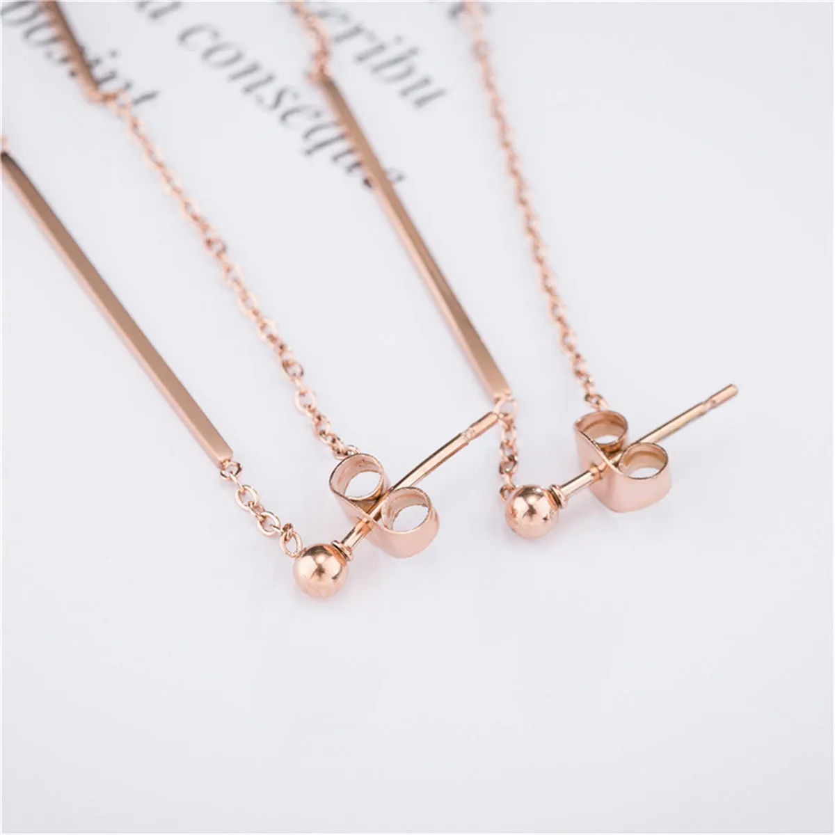 18K Rose Gold-Plated Bar Tassel Ear Jackets