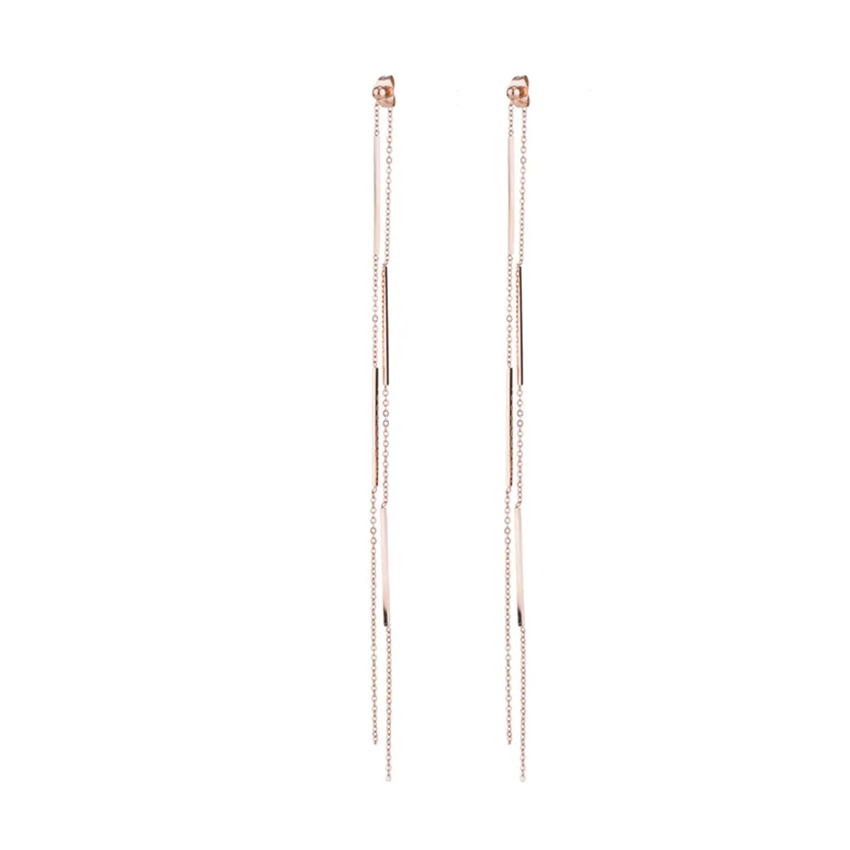 18K Rose Gold-Plated Bar Tassel Ear Jackets