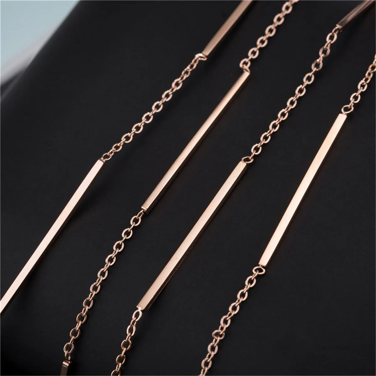 18K Rose Gold-Plated Bar Tassel Ear Jackets