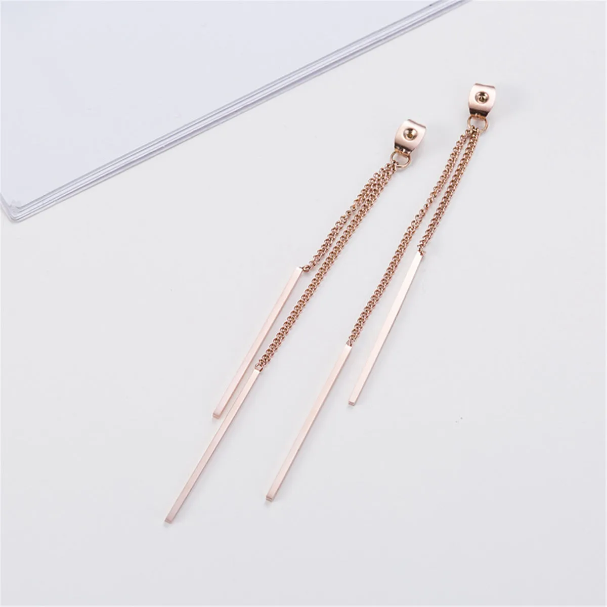 18K Rose Gold-Plated Frosted Butterfly Tassel Ear Jackets