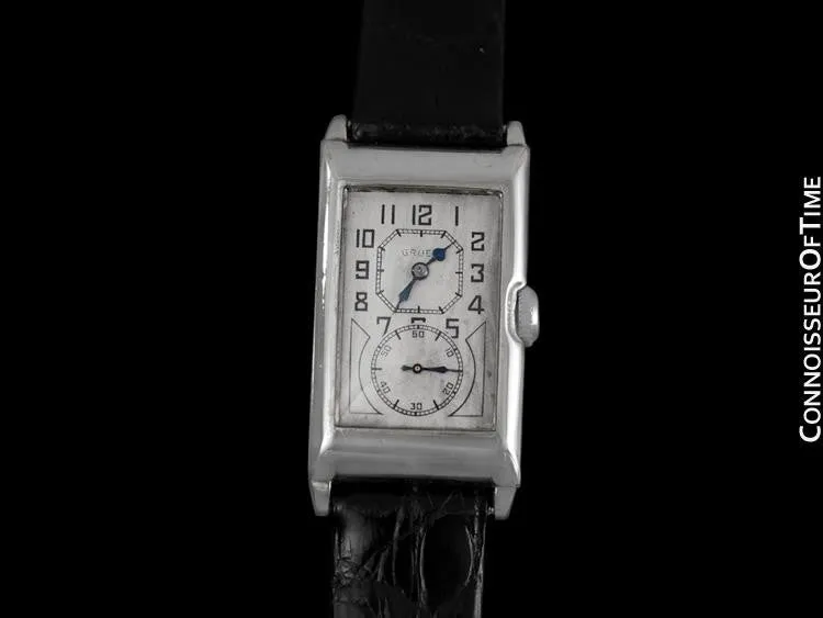 1930 Gruen Vintage Techni - Quadron / Rolex Prince Watch, 14K White Gold-Filled - Doctor's Watch