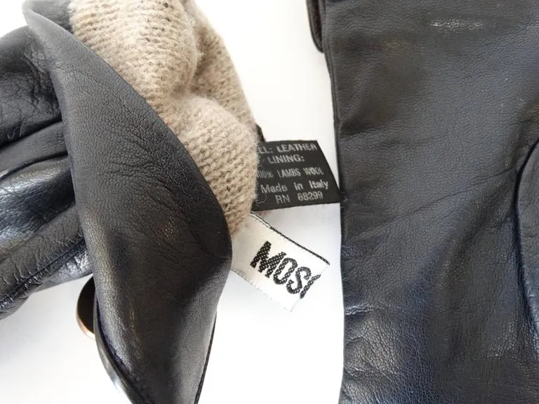 1990s Moschino Navy Leather Gloves