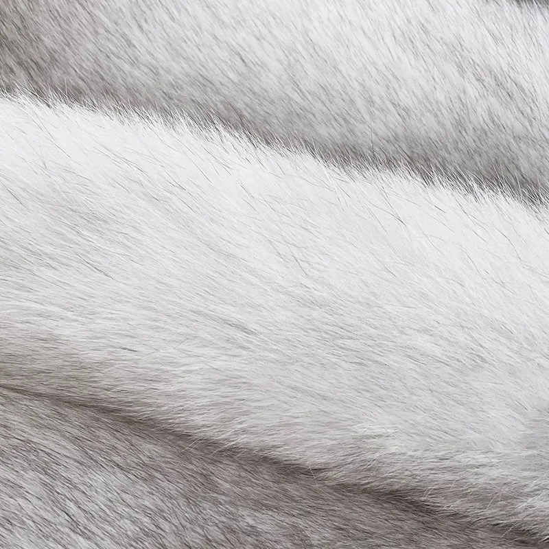 2022 New Lady Fox Fur Coat Luxury Five Rows Sleeve Solid Warm Full Fur Overcoat Winter 4896