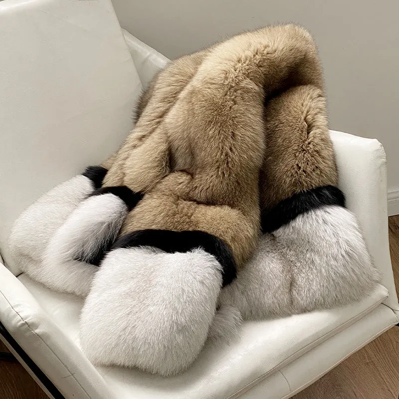 2022 New Women's Imported Fox Fur Coat Long Sleeve Winter Luxury Fluffy Overcoat 4894