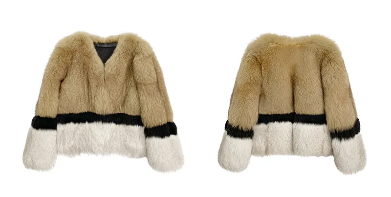 2022 New Women's Imported Fox Fur Coat Long Sleeve Winter Luxury Fluffy Overcoat 4894