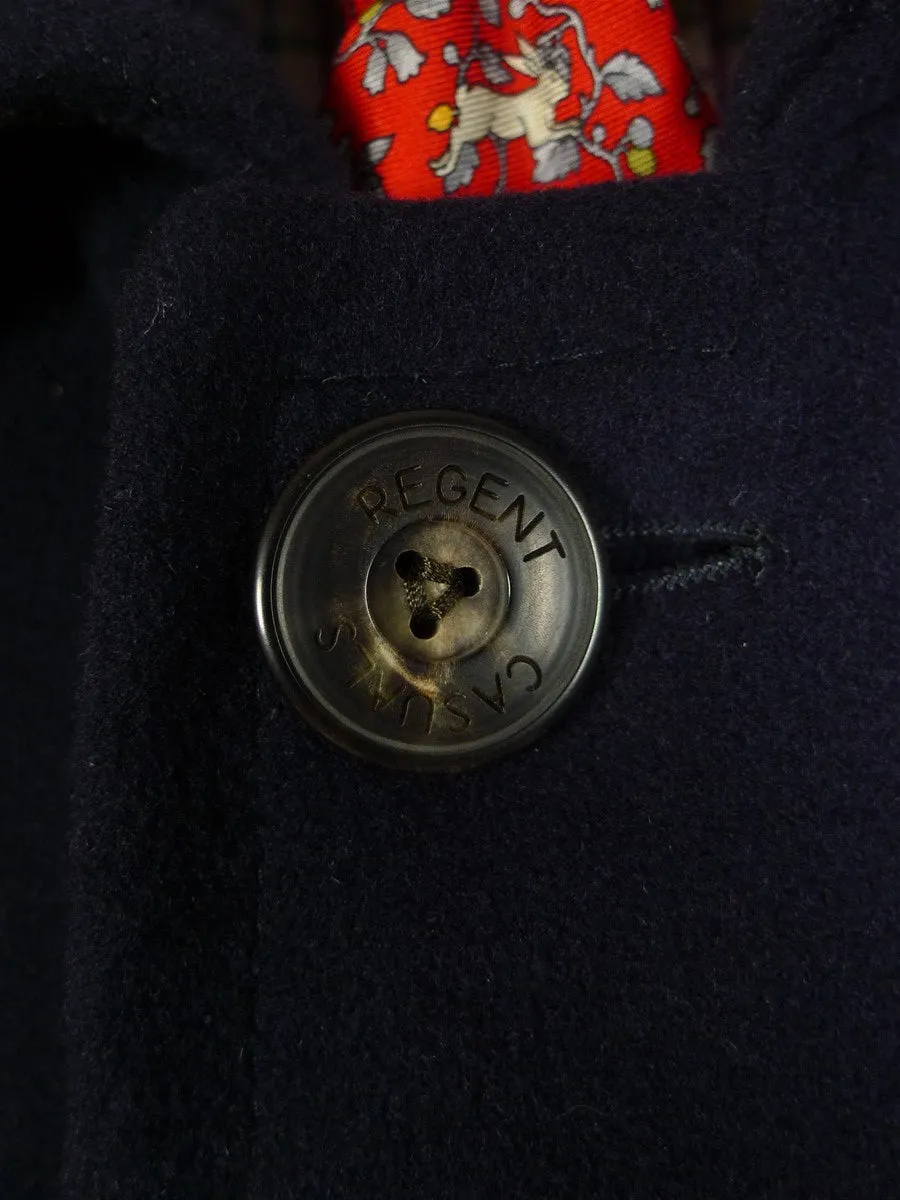 24/1016 regent london wool cashmere & angora navy blue field coat overcoat (rrp £1000) 46-48