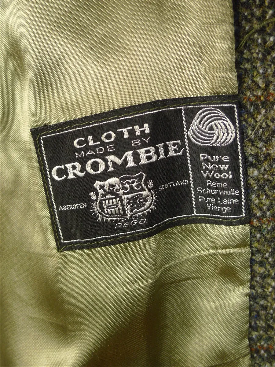 25/0269  immaculate vintage crombie wool green / amber glen check wool tweed coat overcoat 42-44 regular