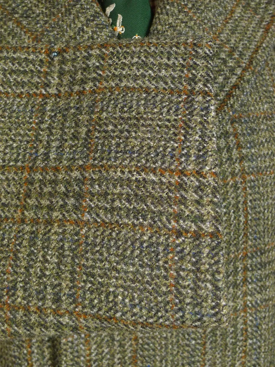 25/0269  immaculate vintage crombie wool green / amber glen check wool tweed coat overcoat 42-44 regular