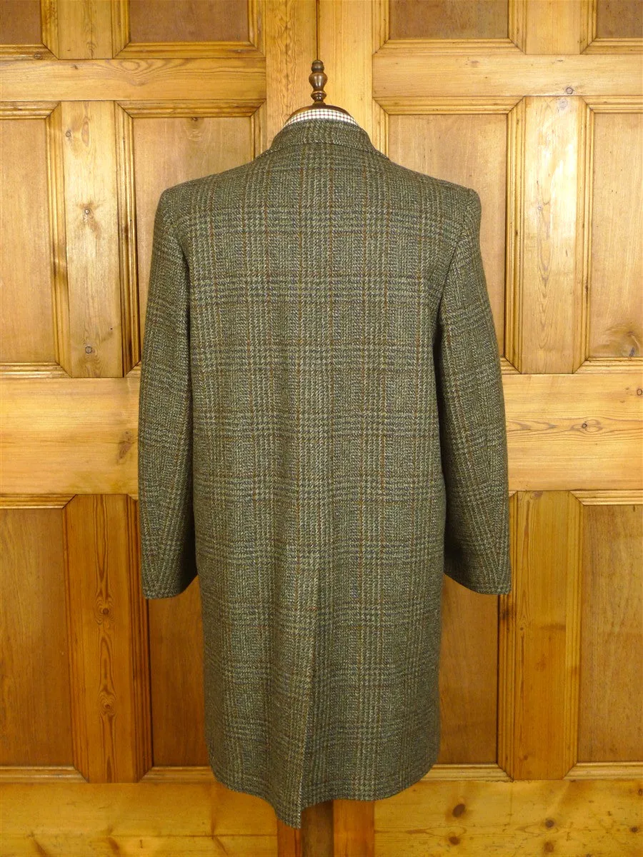 25/0269  immaculate vintage crombie wool green / amber glen check wool tweed coat overcoat 42-44 regular