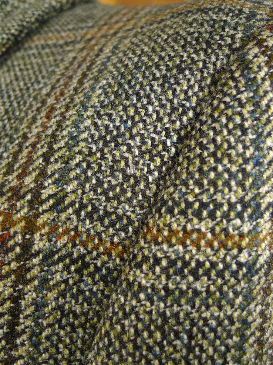 25/0281 vintage hardy amies west of england wool glen check tweed car pea coat 44