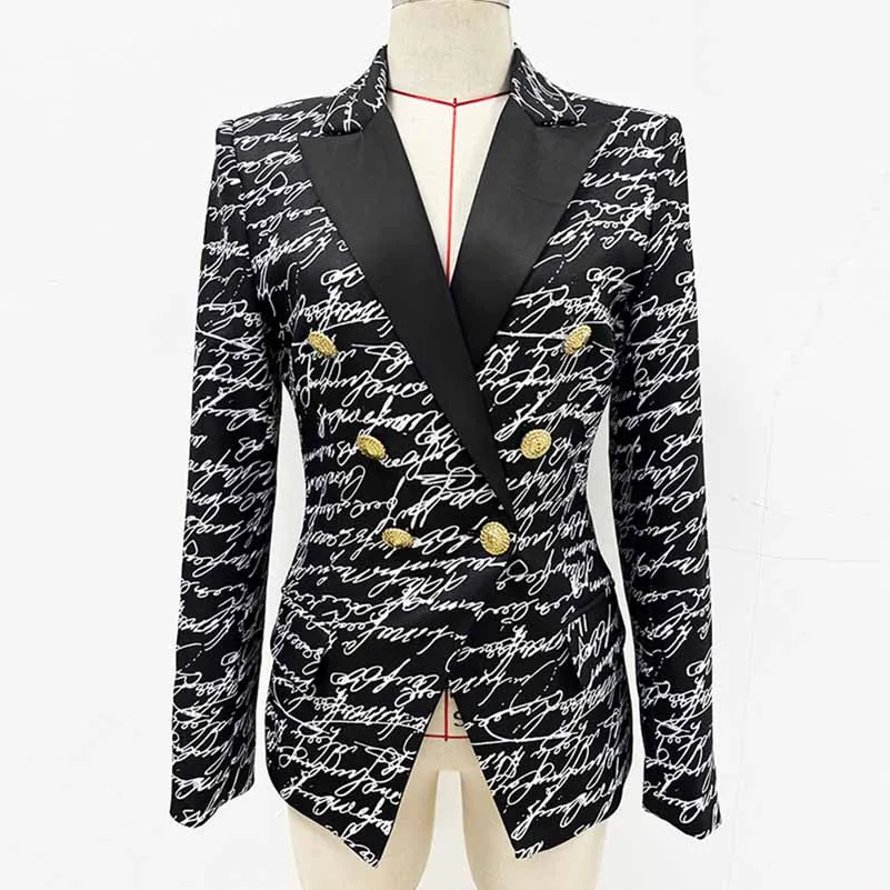 6-button Jacket with Love Letter Print Blazer