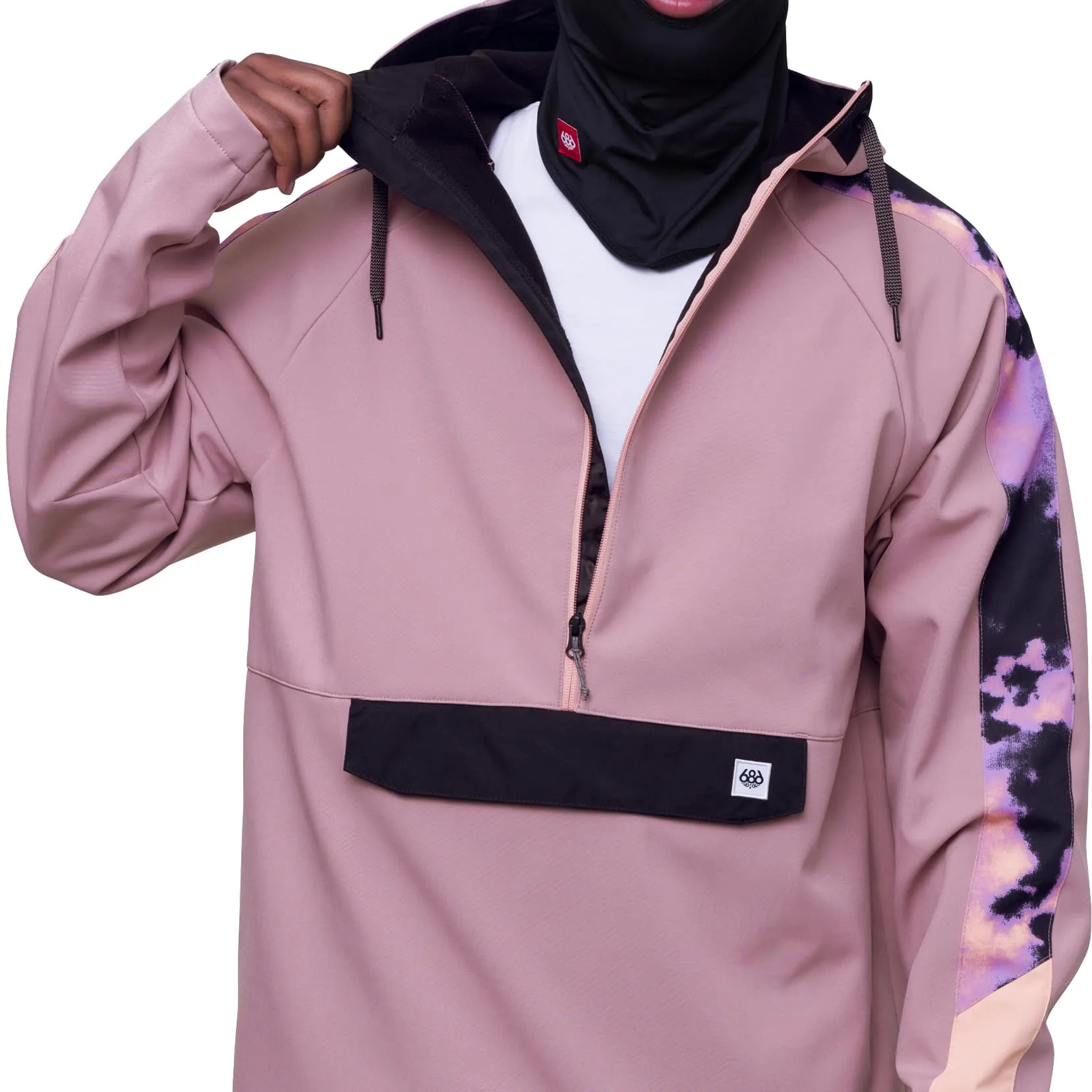 686 Waterproof Anorak Jacket Mens Dusty Mauve / Colourblock