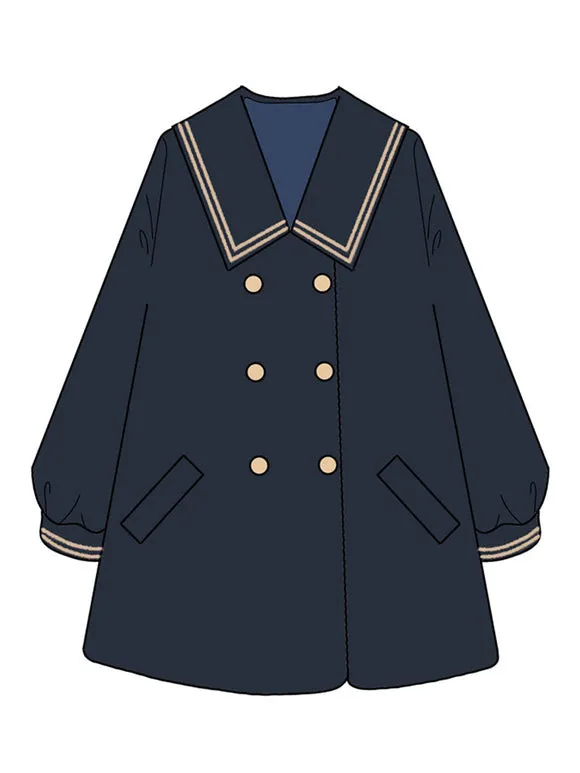 Academic Lolita Coats Ecru White Coat Overcoat Polyester Fall Lolita Outwears