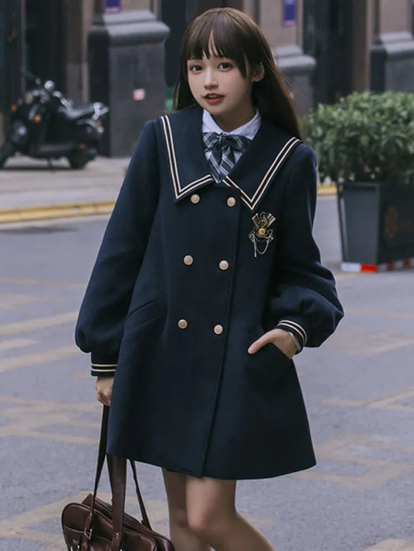 Academic Lolita Coats Ecru White Coat Overcoat Polyester Fall Lolita Outwears