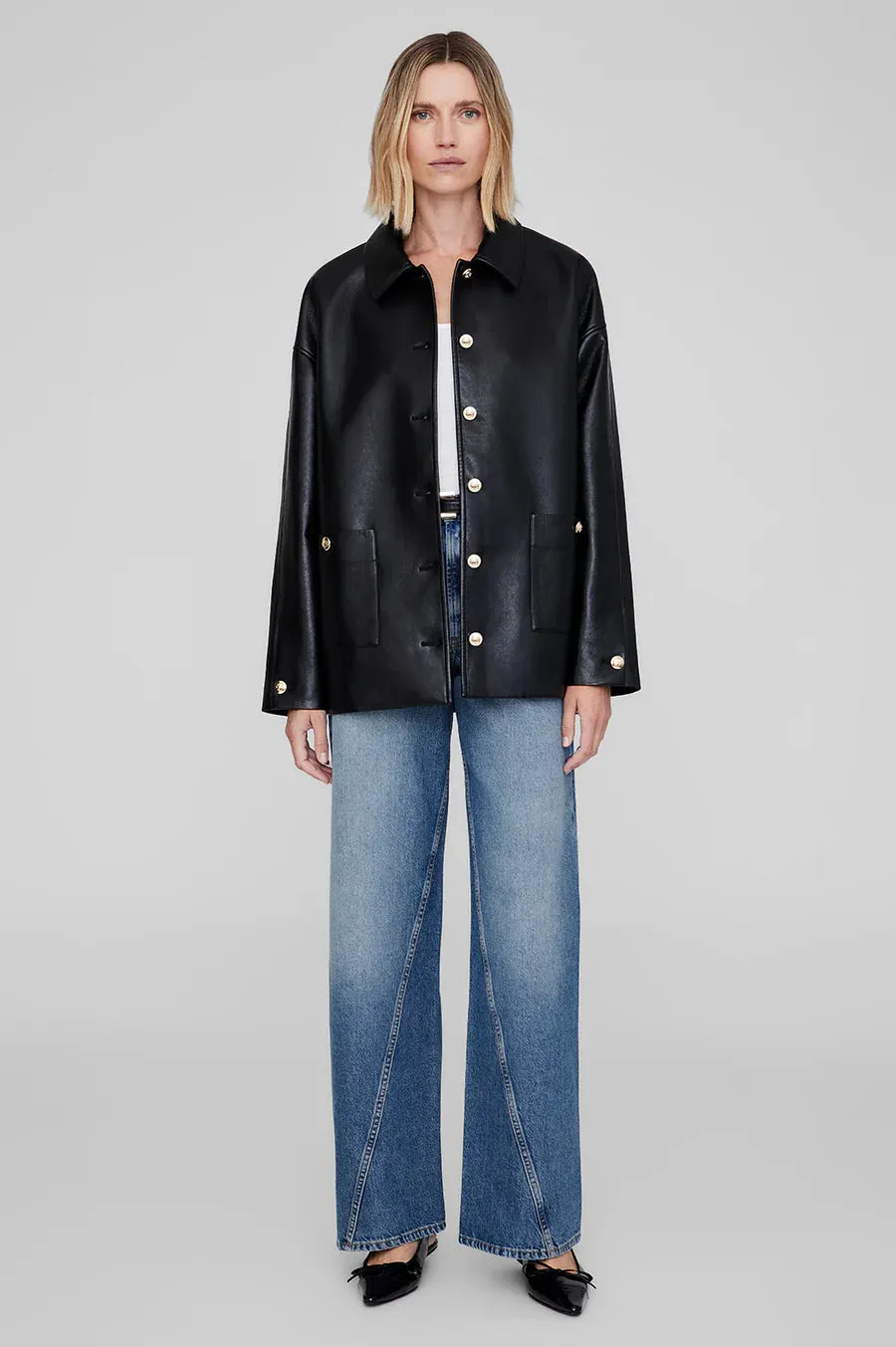 Anine Bing Luca Jacket in Black Recycled Leather