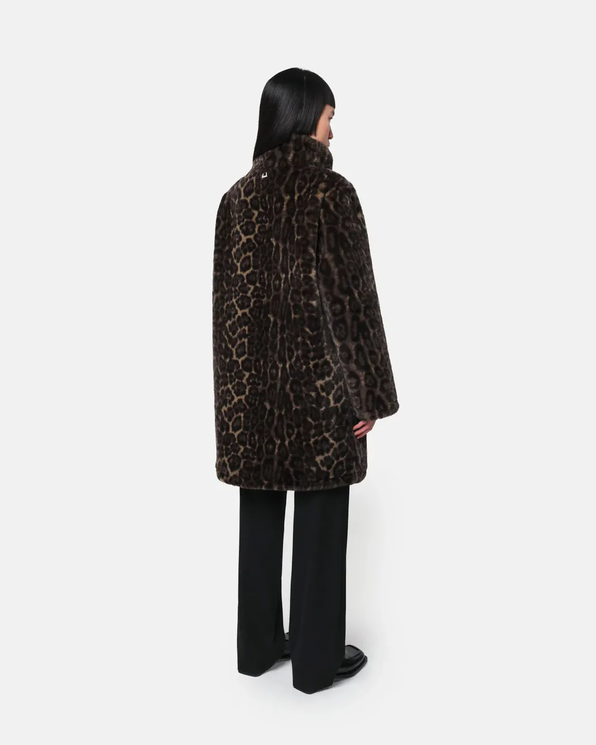 Apparis Blair Leopard Mid-Length Coat Dark Leopard