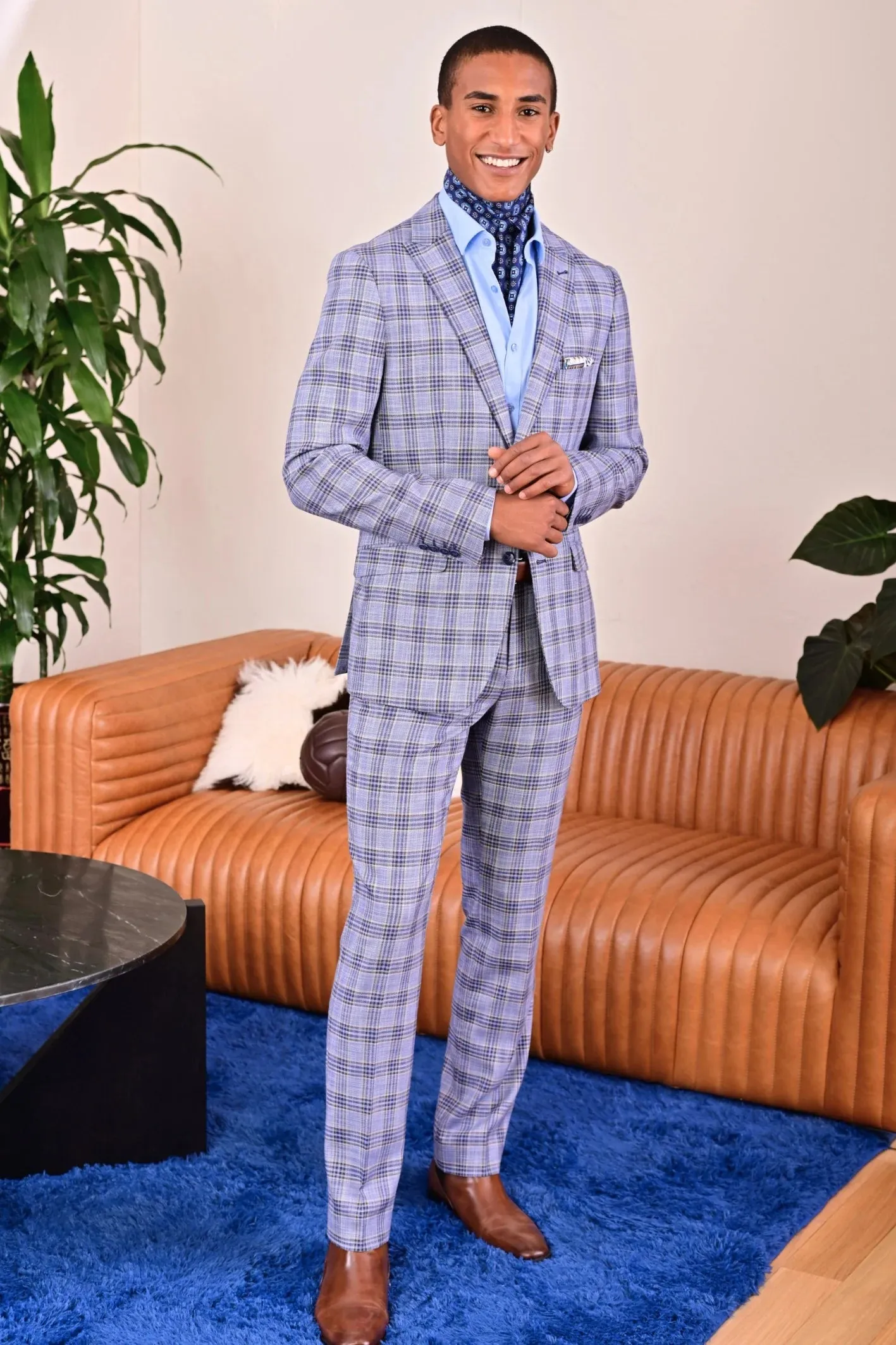 Ashton  - Blue Tan Check