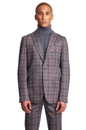 Ashton  - Charcoal Burgundy Pink Check