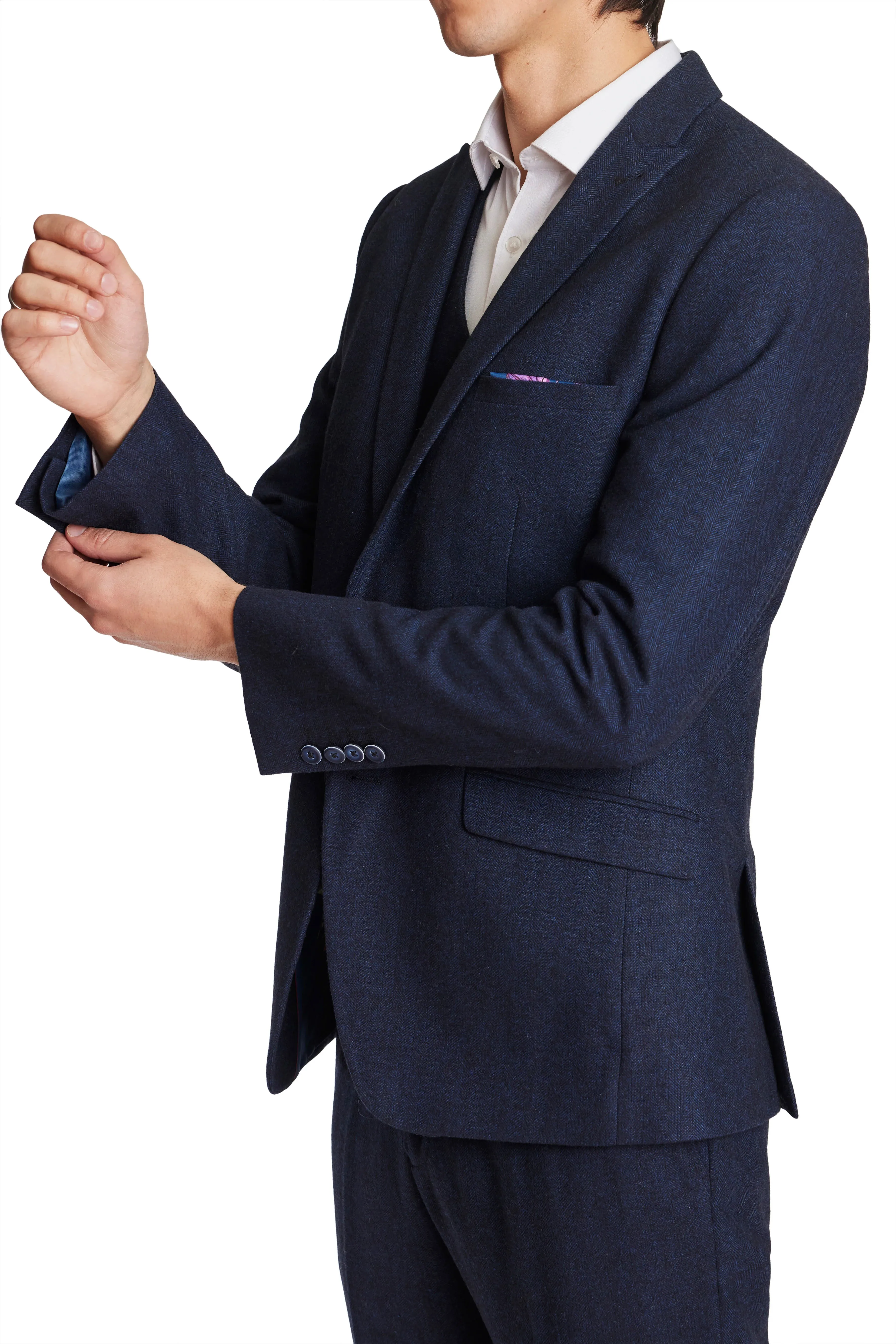 Ashton - Deep Navy Herringbone