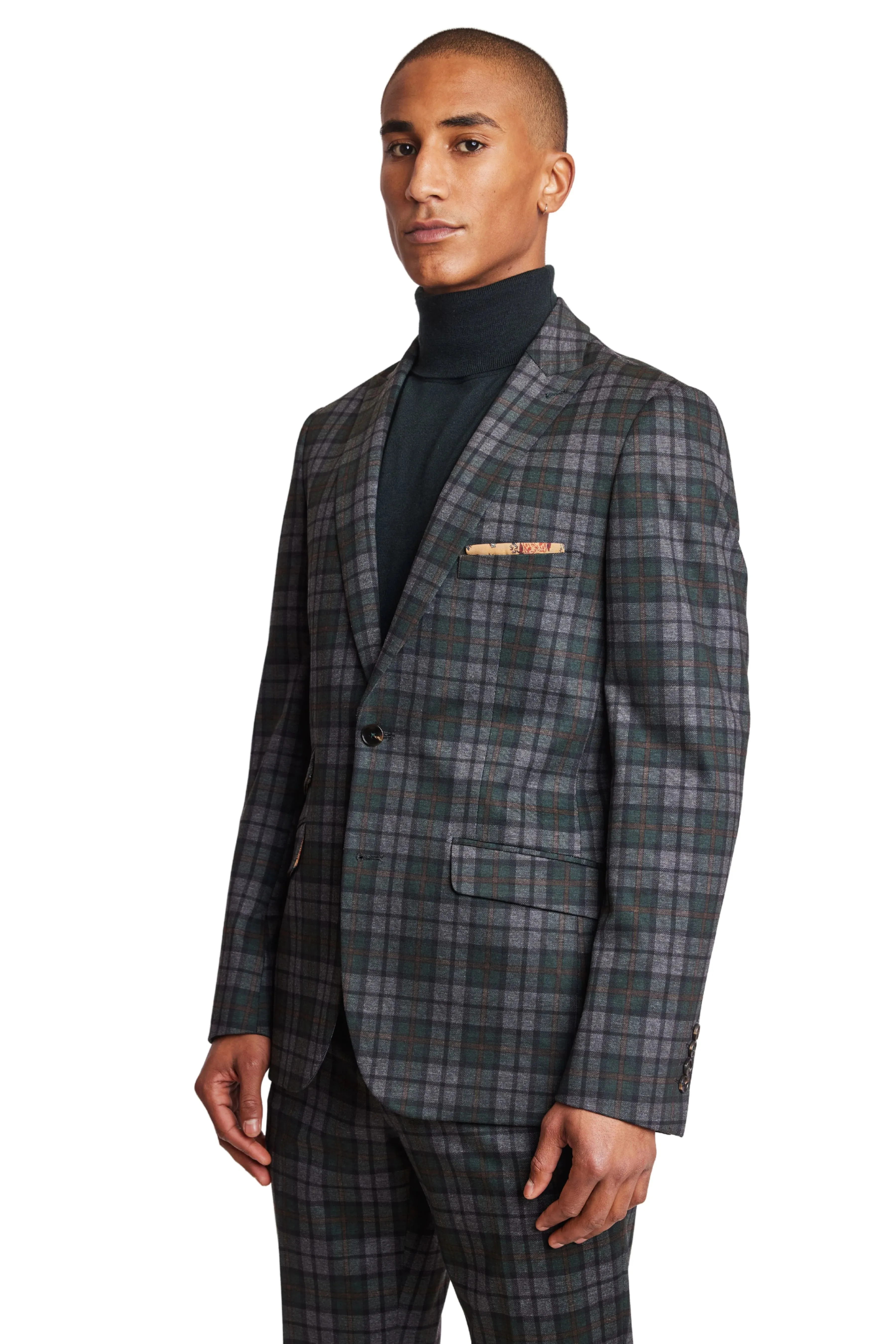 Ashton - Forest Charcoal Check Knit