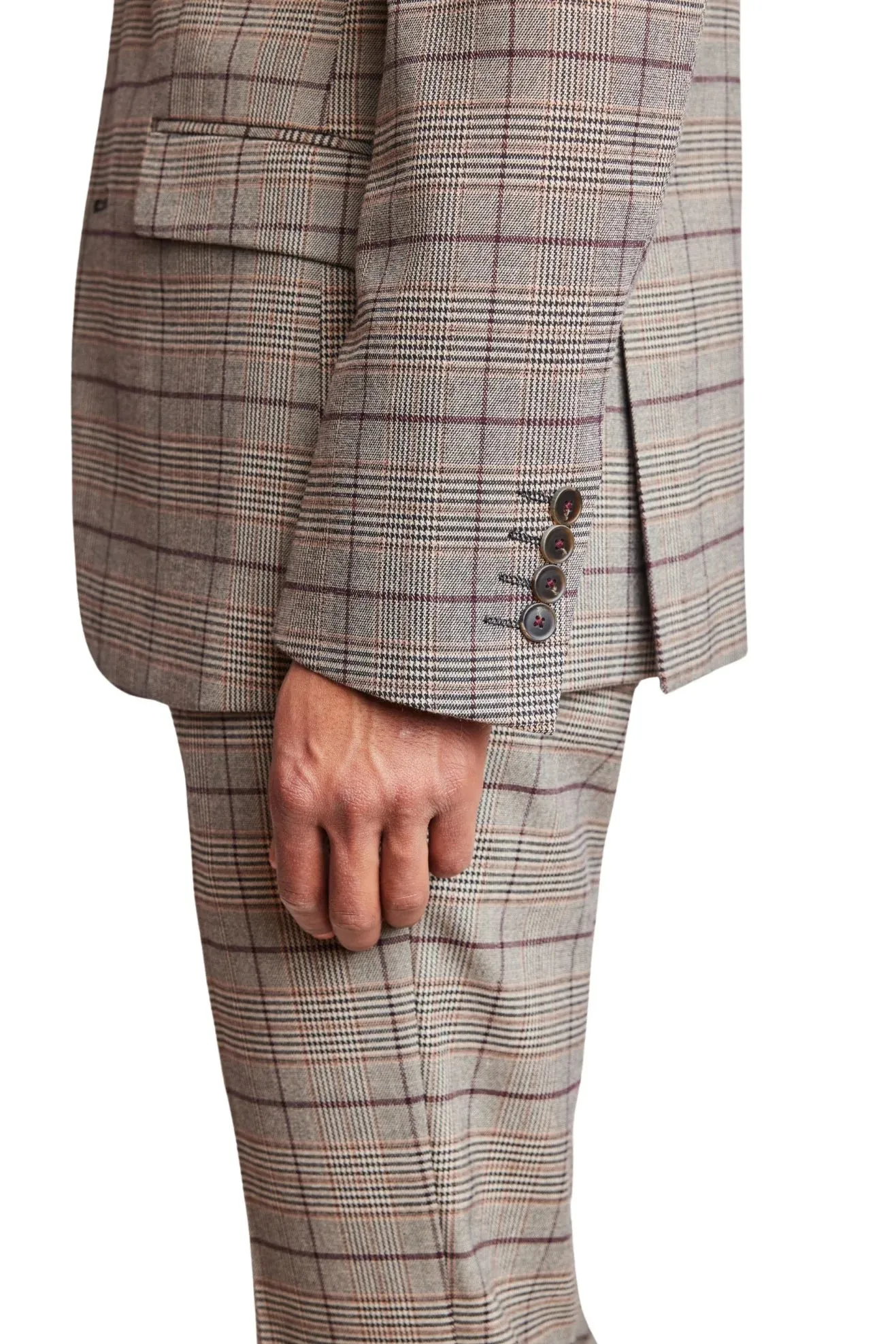 Ashton - Tan Burgundy Plaid