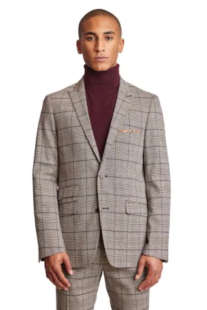 Ashton - Tan Burgundy Plaid