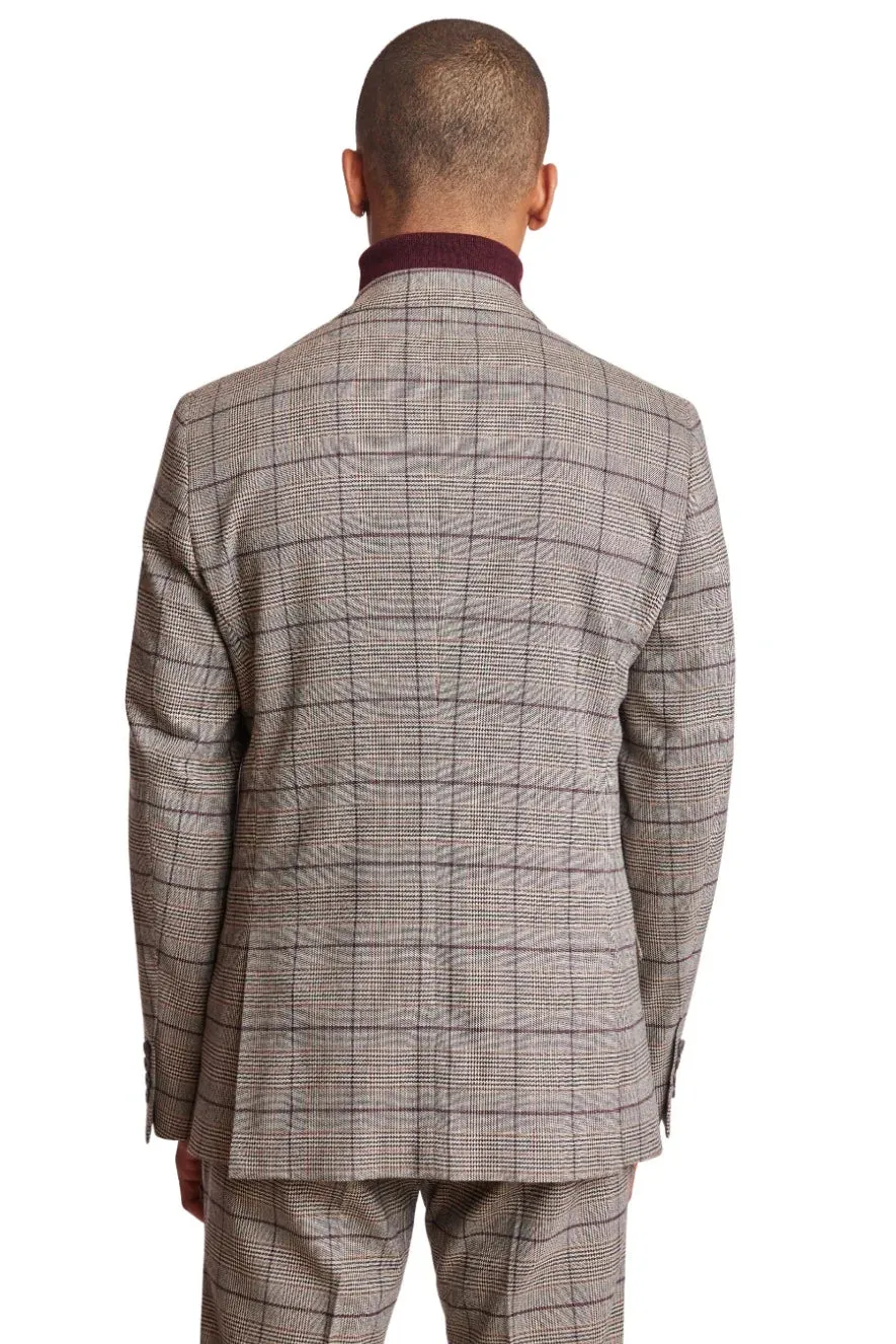 Ashton - Tan Burgundy Plaid