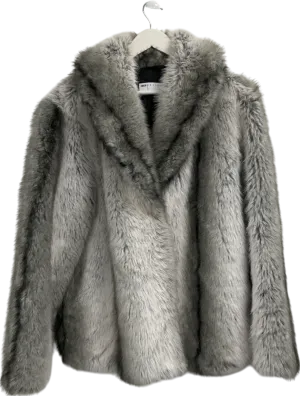 ASOS Grey Tall Tipped Vintage Faux Fur Coat UK M