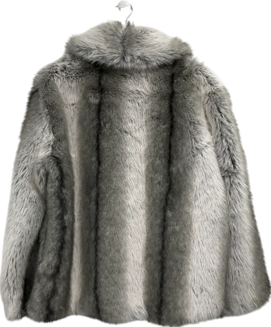 ASOS Grey Tall Tipped Vintage Faux Fur Coat UK M