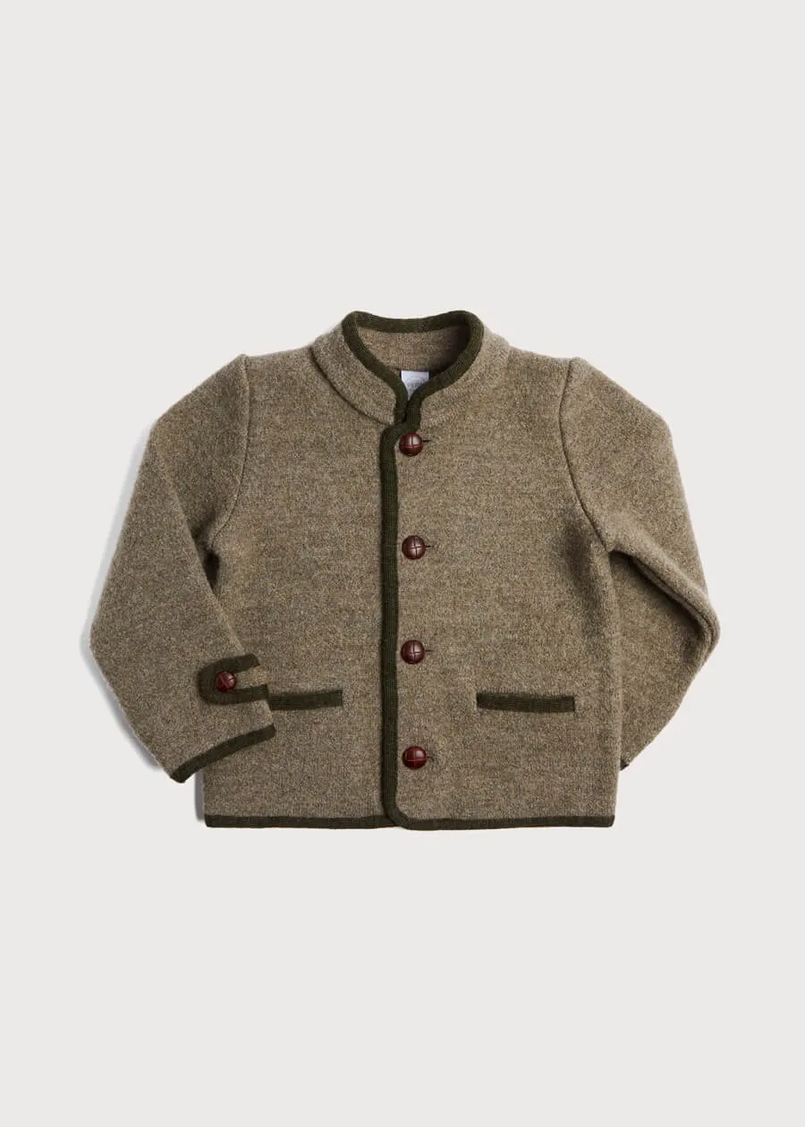 Austrian Single Breasted Contrast Trim Jacket in Brown (12mths-10yrs)