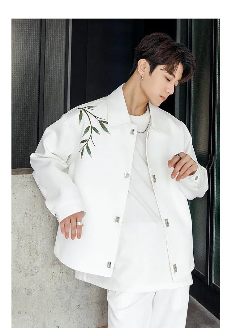 Bamboo Embroidery Button Down Jacket