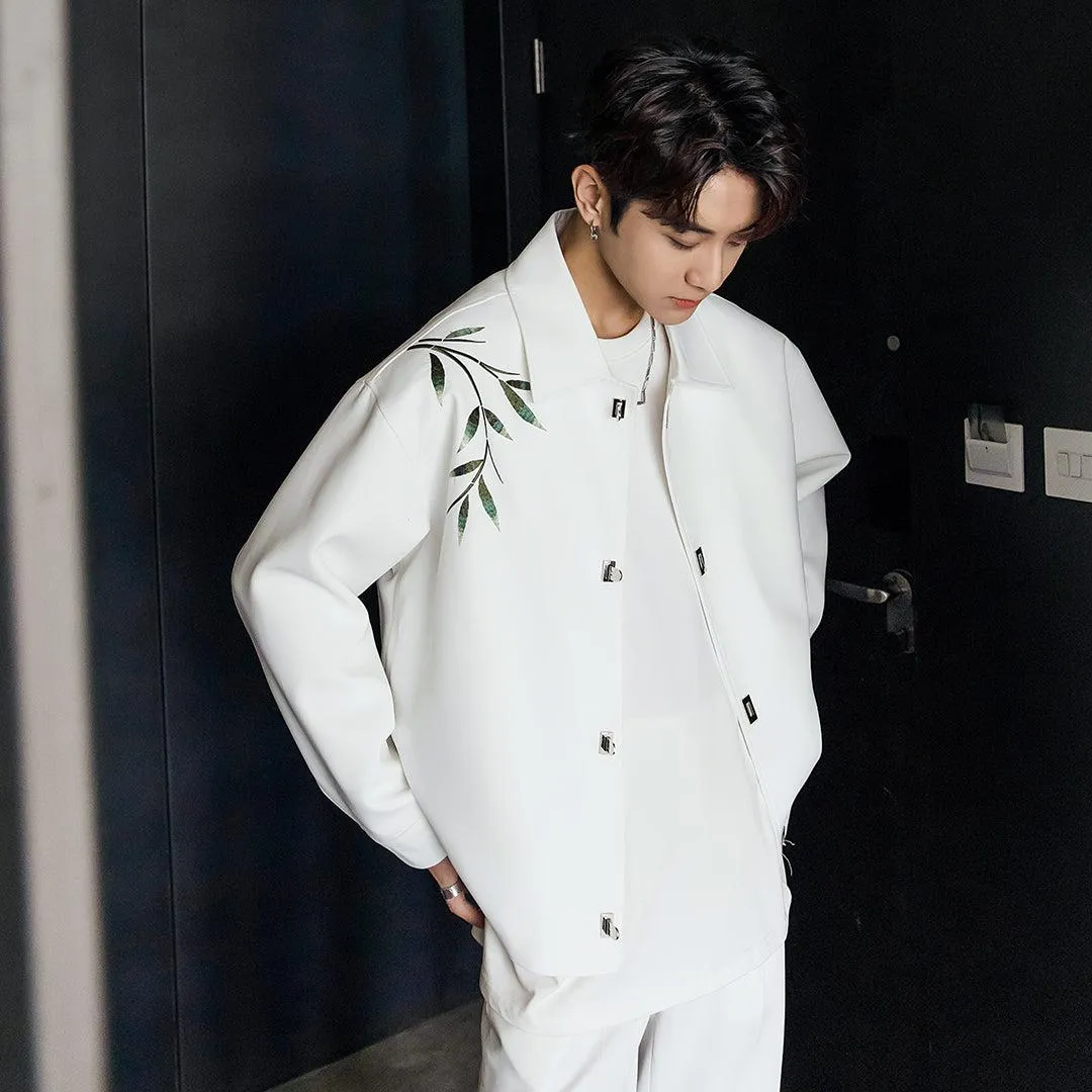 Bamboo Embroidery Button Down Jacket
