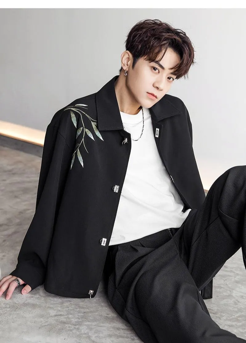 Bamboo Embroidery Button Down Jacket