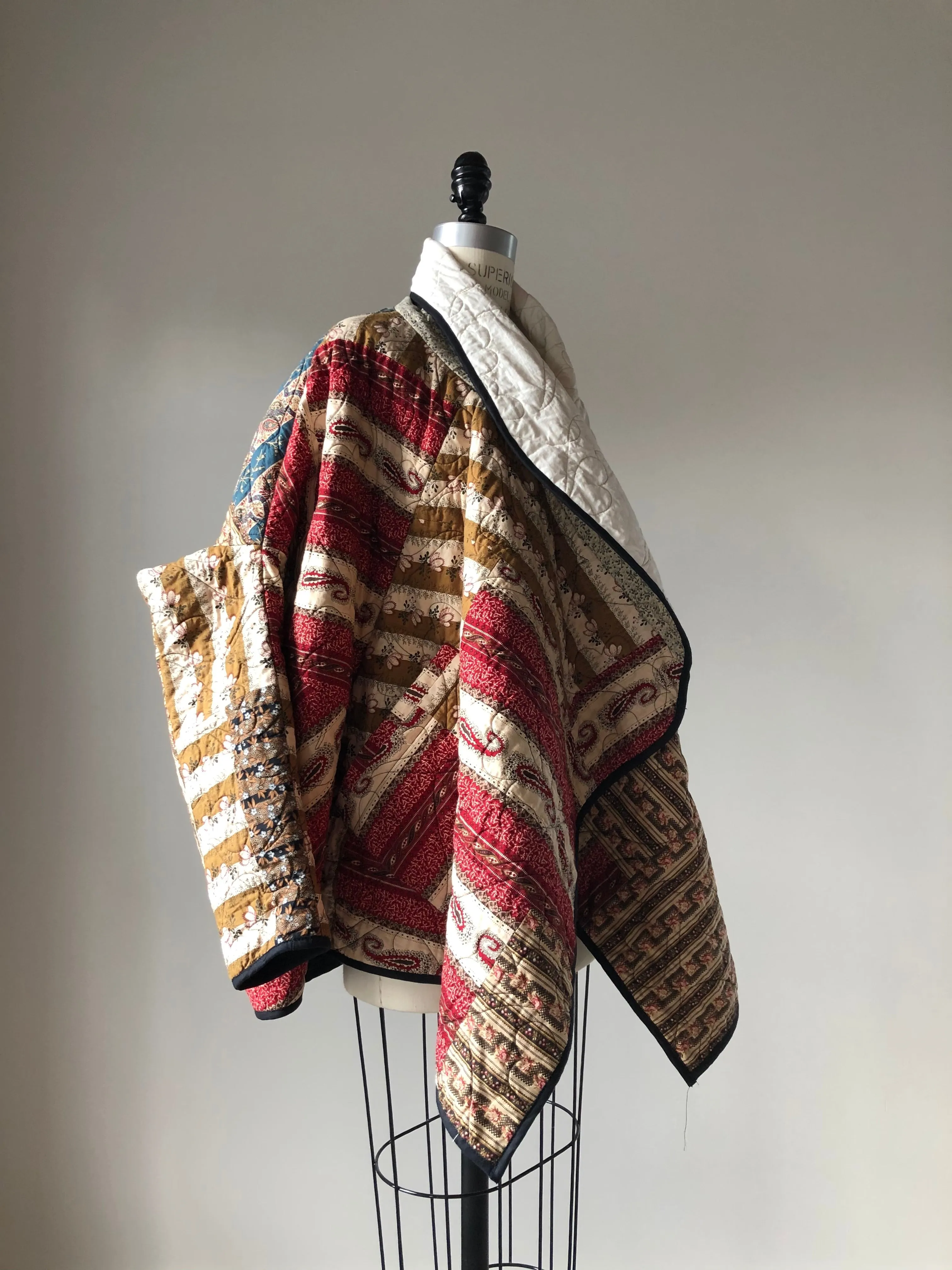 bargello quilted samurai cocoon coat