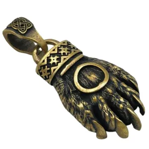 Bear paw bronze pendant Slavic jewelry