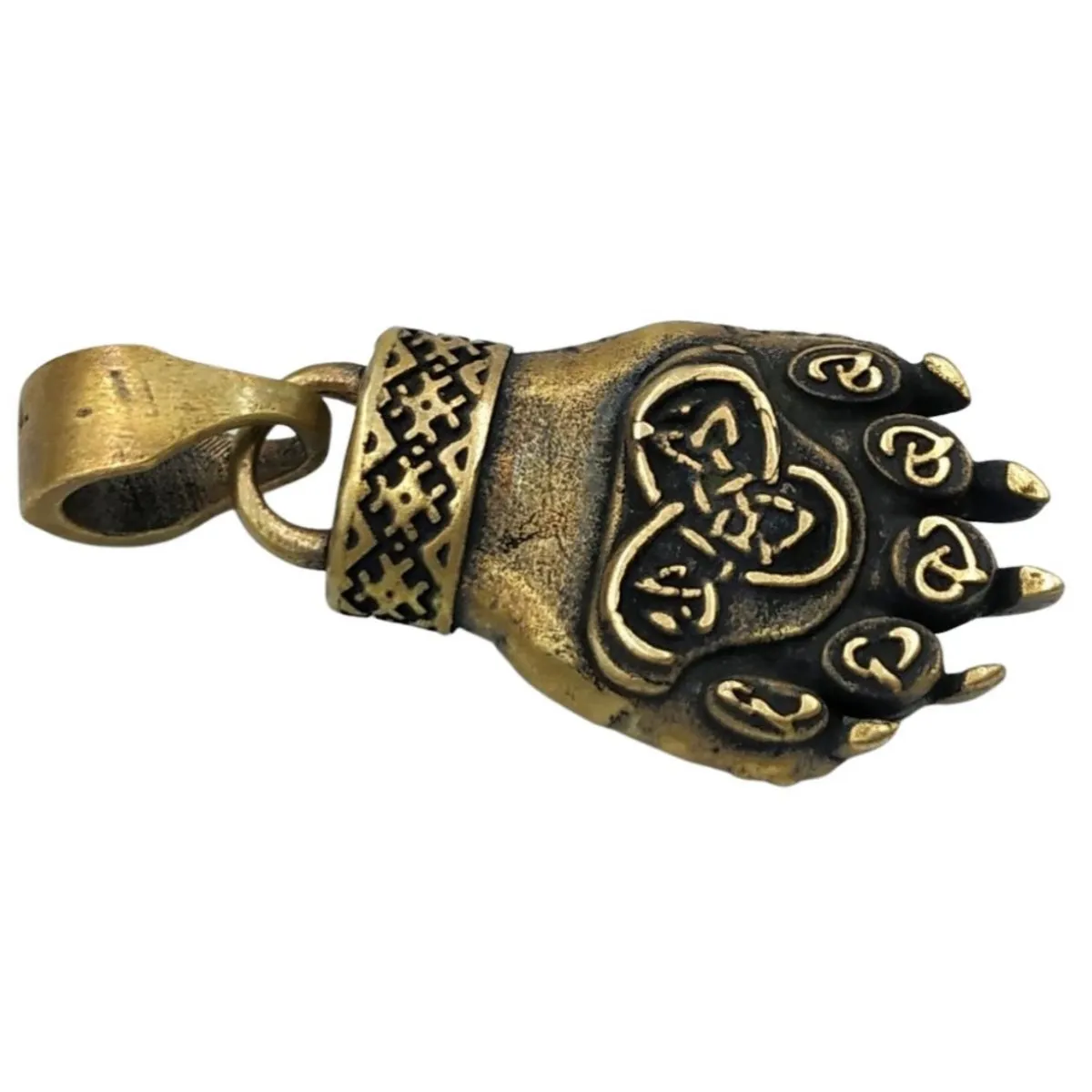 Bear paw bronze pendant Slavic jewelry