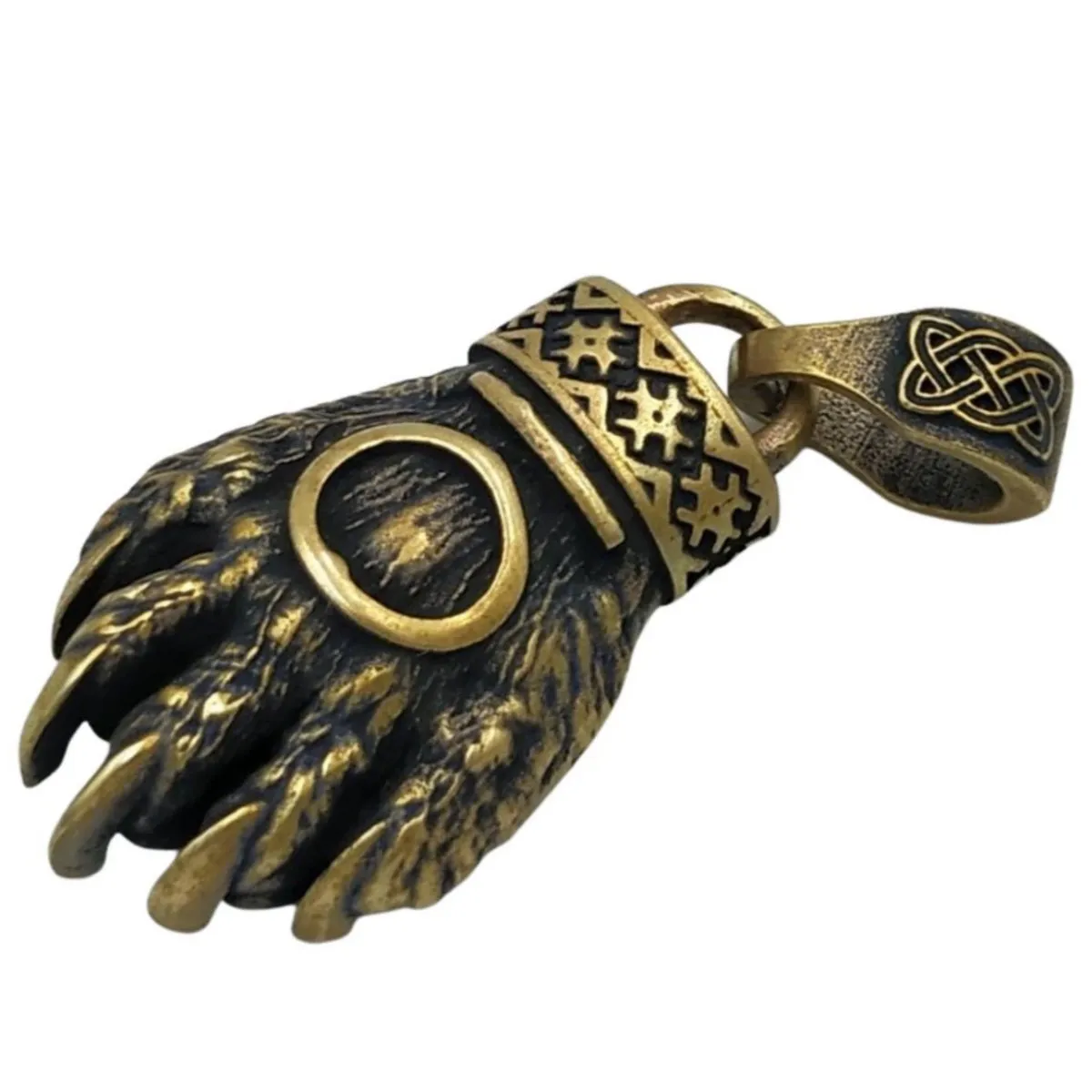 Bear paw bronze pendant Slavic jewelry