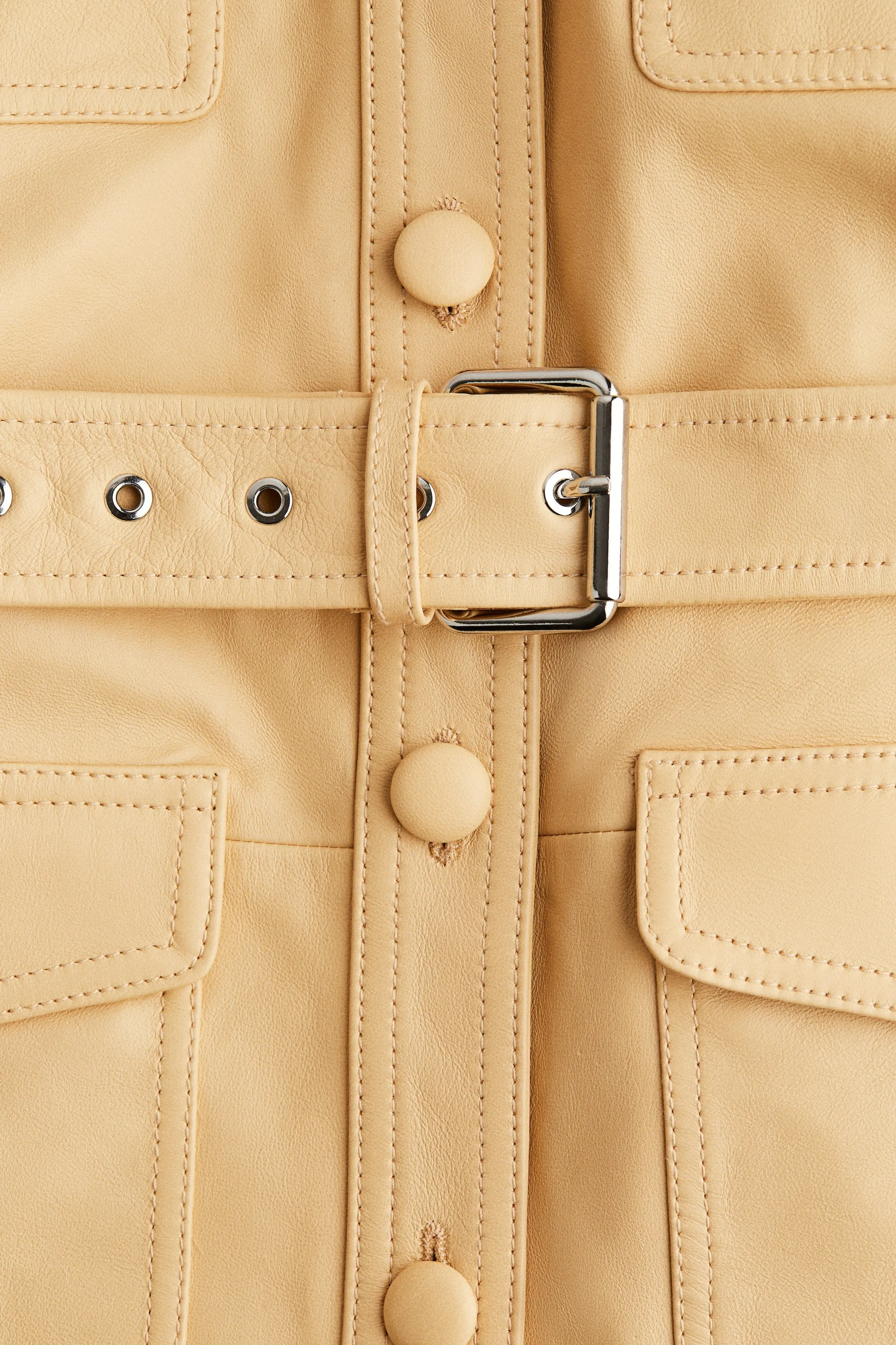Belted leather jacket