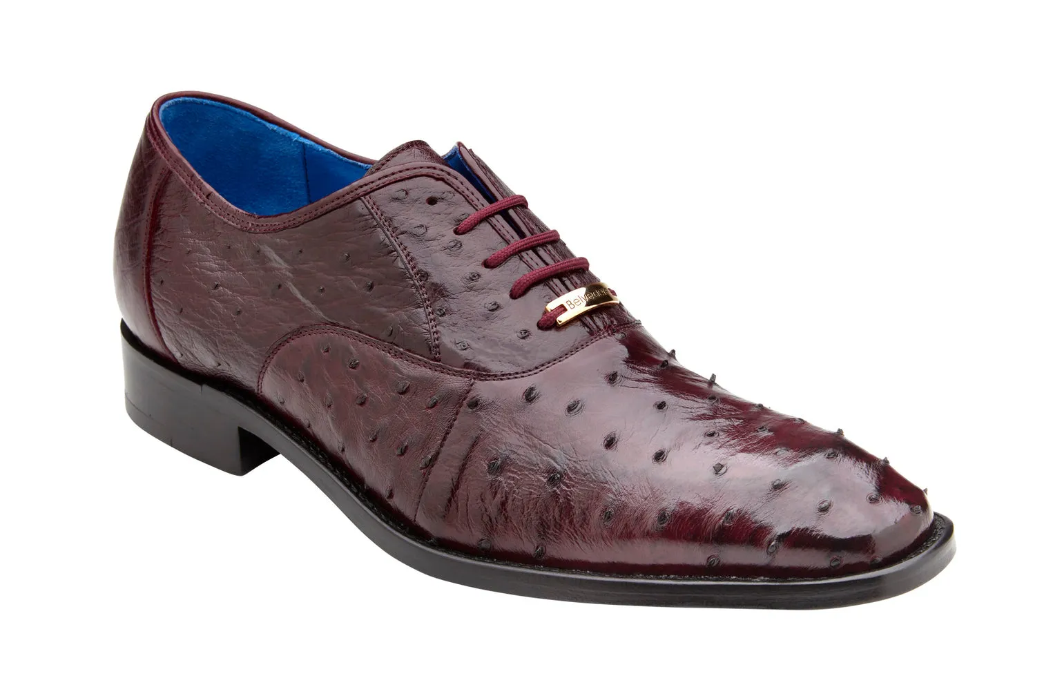 Belvedere - Orlando, Genuine Ostrich Quill Dress Shoe - Antique Dark Burgundy - D01 (IN STORE)