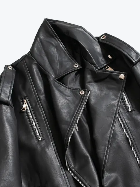 BF Style Zipper Moto Jacket with Belt