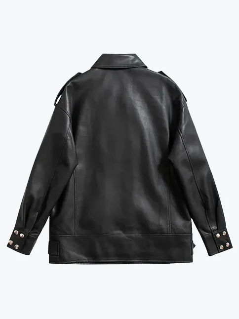 BF Style Zipper Moto Jacket with Belt