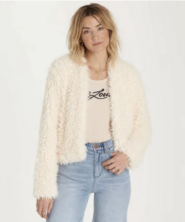 Billabong Women's Fur Keeps Faux Fur Cropped Jacket | White Cap