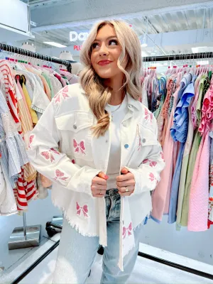 Billie Bow Sequin Patch Denim Shacket
