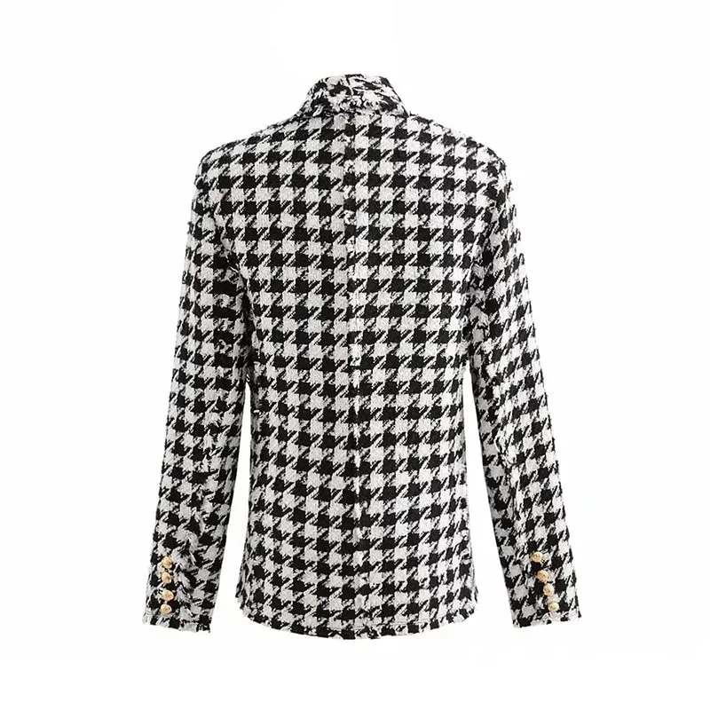 Black Tassel Houndstooth Coats Female