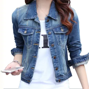 Bomber Jacket Female Denim Jacket Pockets Jeans Slim Streetwear Style Jean Jacket Womens