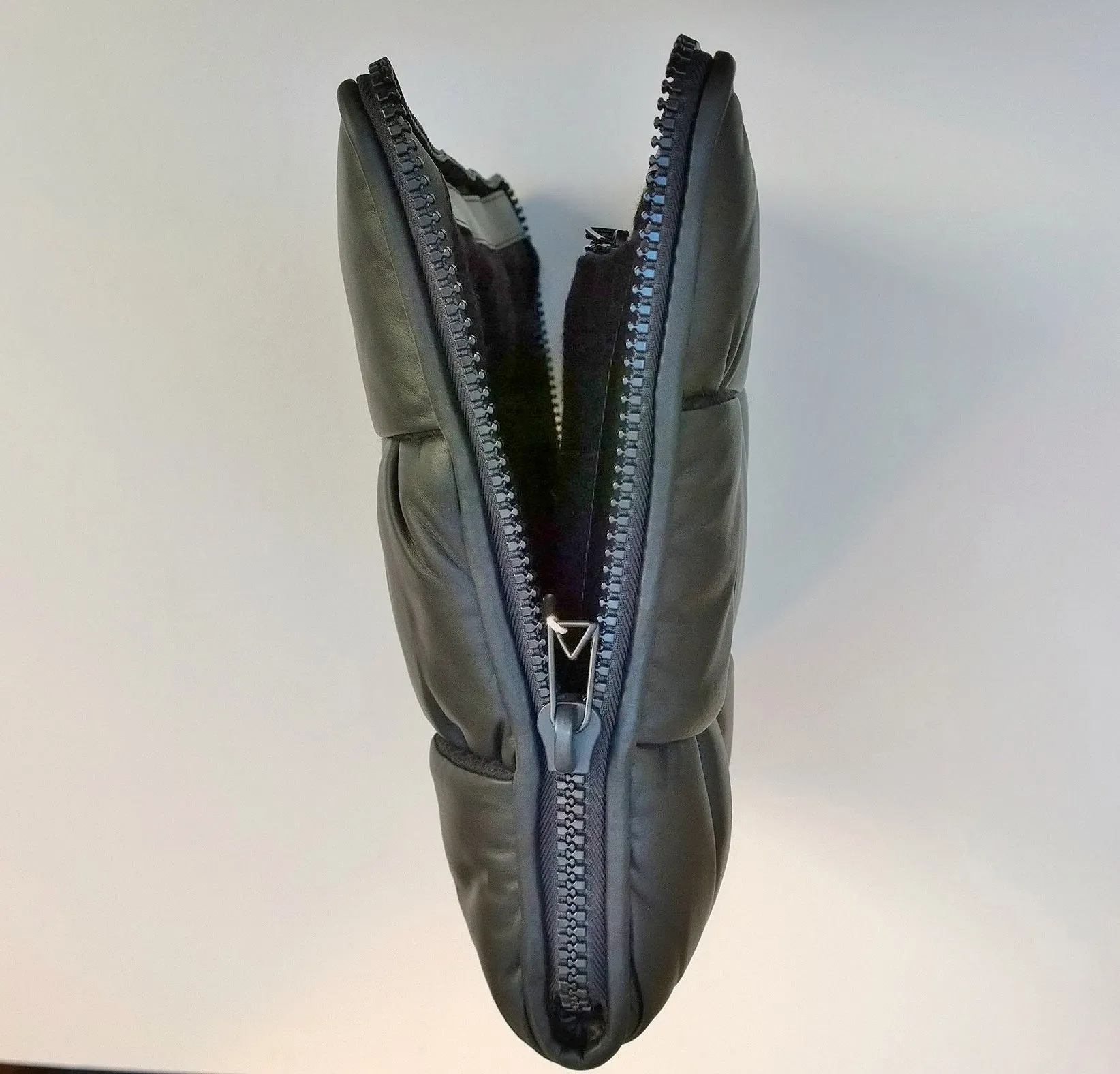 Bottega Veneta Quilted Padded Maxi Intrecciato Pouch in Dark Green Leather and Wool Computer Case