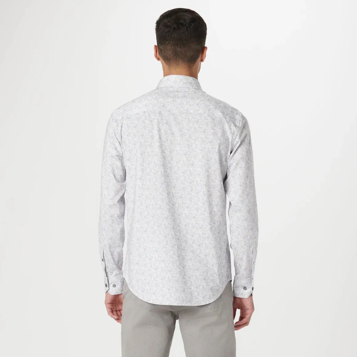 Bugatchi - OoohCotton James Leaf Print Shirt - Platinum