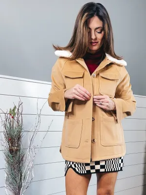 Button Fur Collar Jacket